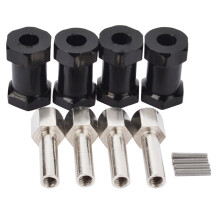 4Pcs Aluminum RC Car 12Mm Hex Wheel Hub Drive Adaptor Extension Combiner Coupler for 1/10 RC Crawler Axial SCX10 D90,Black 20Mm