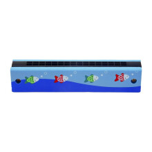 Wooden Harmonica for Children Toys Musical Instruments 16 Holes Double-Row Blow Cartoon Woodwind Mouth Harmonica Style 1