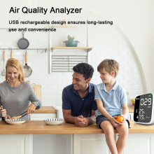 Portable USB PM2.5 Detector Thermohygrometer Indoor Air Quality Meter, Black & White