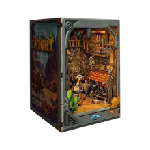 Zusammengebauter Bücherständer Aus Holz. Erkunden Sie eine Unbekannte Fantasy-Welt. Schreibtisch-Dekoration. Geschenk. Mine Battle Base
