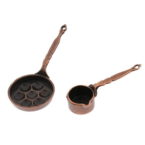 Dolls House Miniature Kitchen Cookware 4 Pieces Metal 2