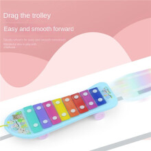 Children'S Octet Hand Percussion Instrument with Wheels and Towable Music Piano Percussion Instrument