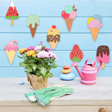 32 Pcs Unfinished Ice Cream Wooden Cutouts,8 Styles Ice Cream Wood Slices Unfinished Wood for DIY Crafts Home Decoration