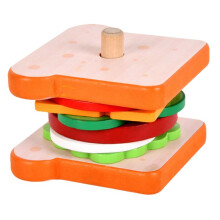 Simulation Wooden Pretend Sandwich Educational Food Cut and Assemble Sandwich