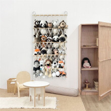 Wandbehang-Organizer, Stofftier-Spielzeugnetz, Hängematte, Kinderzimmer, Plüschtier-Aufbewahrung, Boho-Makramee, Rosa