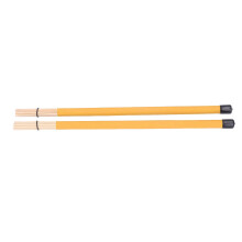 2 Stück Bambus-Trommelbürste & Schlagholz Set für Perkussionsinstrumente, Gelb