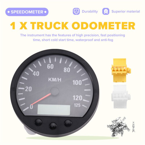 Newest Universal 140mm Diameter Truck Speedometer Odometer 0-125km/H with Backlight 9-36V 1