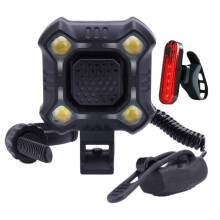 Bike Horn with Wide Range Floodlight,USB Rechargeable Bicycle Horn with Light,for Mountain Bikes,Scooters Black