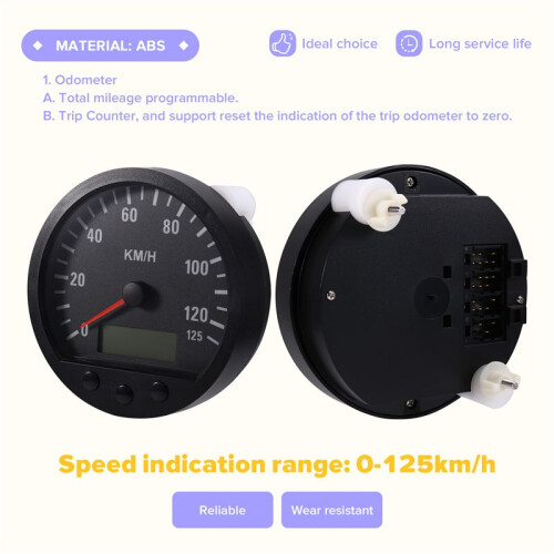 Newest Universal 140mm Diameter Truck Speedometer Odometer 0-125km/H with Backlight 9-36V 2