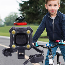 Bike Horn with Wide Range Floodlight,USB Rechargeable Bicycle Horn with Light,for Mountain Bikes,Scooters Black