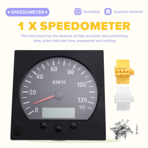 Universal 140mm Diameter Truck Speedometer Odometer 0-125km/H with Backlight 9-36V 1