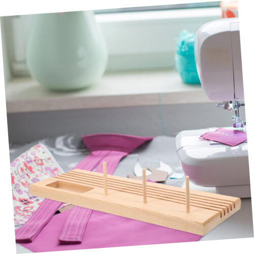 Wooden Thread Organizer for Sewing and Embroidery, 10Compartment Spool Rack, Tangle Storage 1