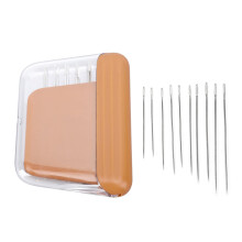 Magnetic Needle Case for Sewing, Brown Compact Storage Box with 10 Needles and Magnetic Holder
