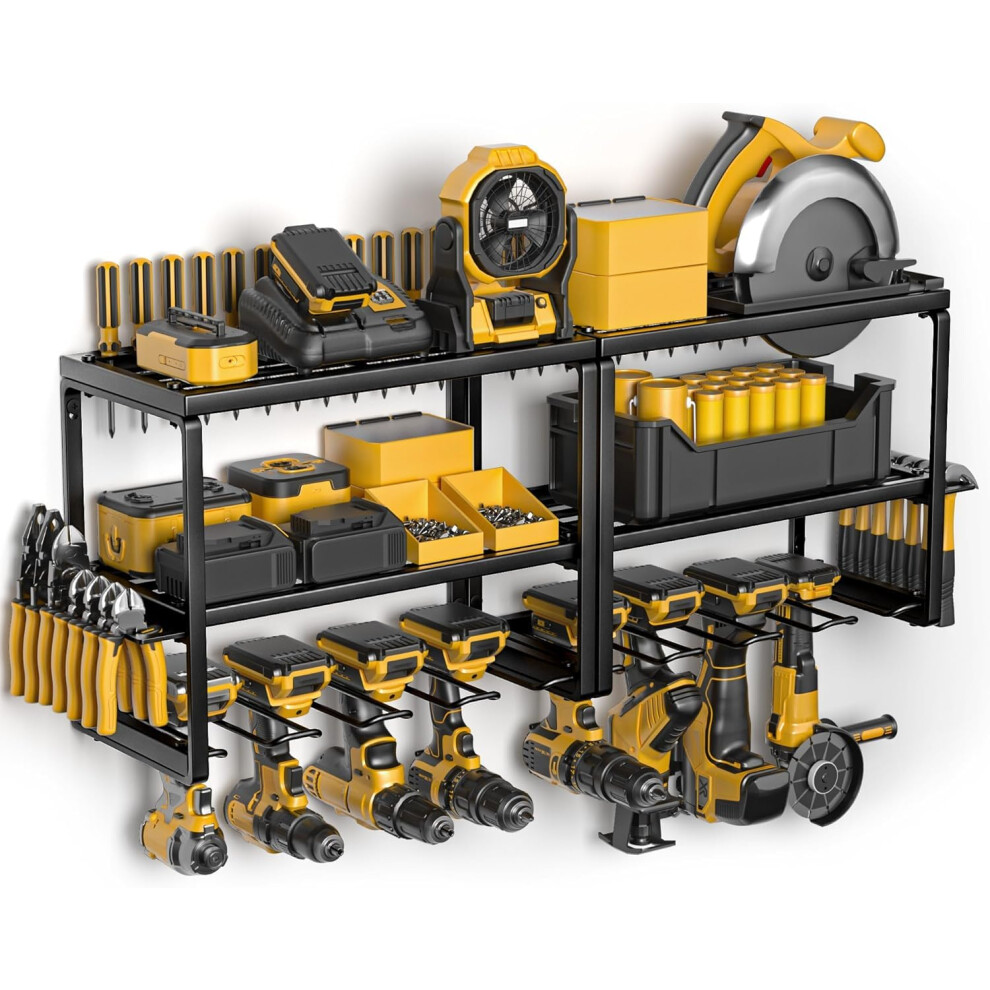 2Pack Power Tool Organizer With Charging Station, Wall Mounted 3Layer Heavy Duty Garage Rack For Drills 9169991153292