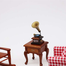 1:12 Poppenhuis Miniatuur Meubels Vintage Fonograaf Gramofoon Platenspeler Ouderwetse Poppenhuis Accessoires