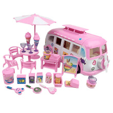 Wohnmobil Auto Kinder Picknick Eis Wohnmobil Set DIY Haus Cabrio Picknick Auto Kinder Spielzeug Stuhl Aufkleber Anzug Spielzeug (Rosa)