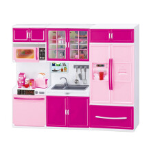 Simulation Kitchen Cabinets Set Children Pretend Cooking Tools Tableware Sets Toys Girls Dollhouse Playset