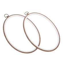 2pcs Oval Embroidery Hoop Wood Look Lightweight Cross Stitch Frame Decorative Display