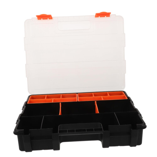 Plastic Storage Organizer with Multiple Compartments for Hardware Parts, Tools and Craft Supplies