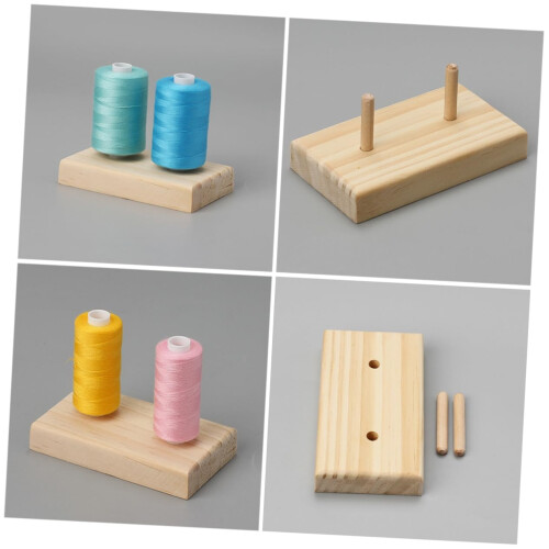 Embroidery Thread Holder Wooden Spool Rack with Fully Rotating MultiSpool Storage for Sewing 2