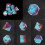 7Pcs Resin Polyhedral Dice Set, Clear Numbers, Blue+Red, RPG Gift 7
