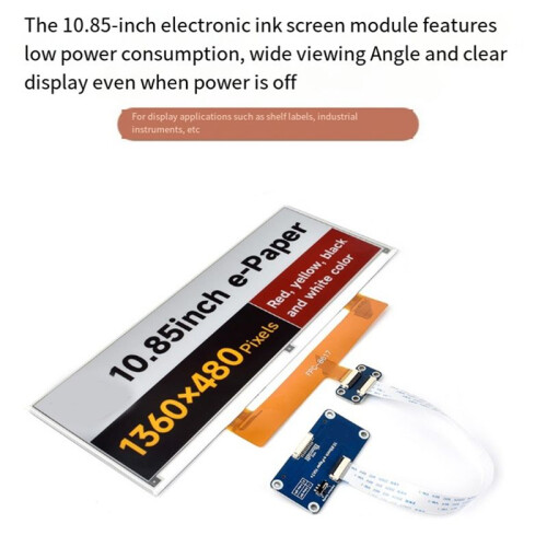 For Raspberry Pi 10.85inch E-Paper Display HAT SPI Interface High-Resolution 1360x480  &Low Power Consumption 2