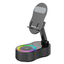 Uppgraderat Bordstelefonstativ Justerbart Bärbart RGB-Fäste med Mikrofonhögtalare för Bänkskiva Nattduksbord Resebil