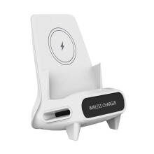 Wireless Charger Stand Pad Desktop Mobile Phone Holder Bracket 15W Fast Charging Station Dock Mount for Phone White