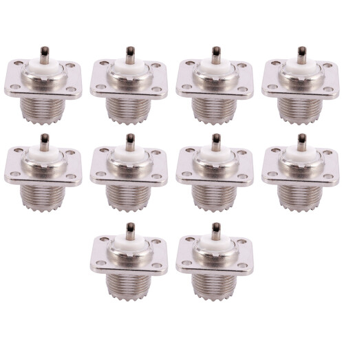 10X UHF Female SO239 Panel Chassis Mount Flange Deck Mount Solder Cup RF Connector