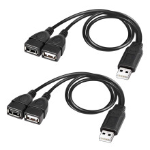 2X Câble SéParateur USB, USB 2.0 Une Mâle Vers Double USB Femelle Jack Y Câble SéParateur Chargeur