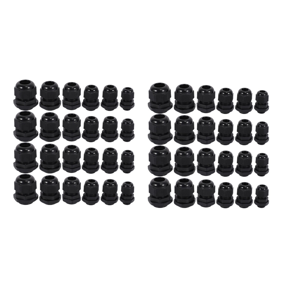 48 Pcs Plastic Waterproof Adjustable 3.5 - 13Mm Cable Gland Joints, Pg7, Pg9, Pg11, Pg13.5, Pg16, Pack Of 24 4713522895974