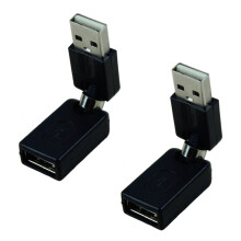 2X Noir USB 2.0 Male Vers USB Adaptateur D'Extension D'Angle de Rotation A 360 Degre