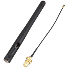 2X 433Mhz Antenna 5Dbi GSM RP-SMA Plug Rubber Waterproof Lorawan Antenna + IPX to SMA Small Cable Extension