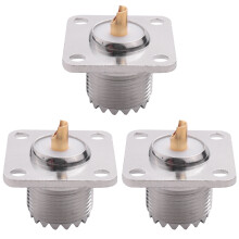 3X UHF SO-239 Female Jack Square Shape Solder Cup CoaX Connector for Ham Radio