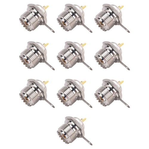 10X UHF Buchse SO239 Jack Bulkhead Solder RF Straight Connector, Silber