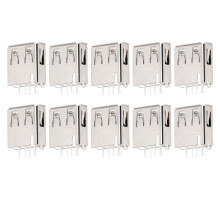 10 Pcs Straight Solder Type USB A Female Plug Jack Connector