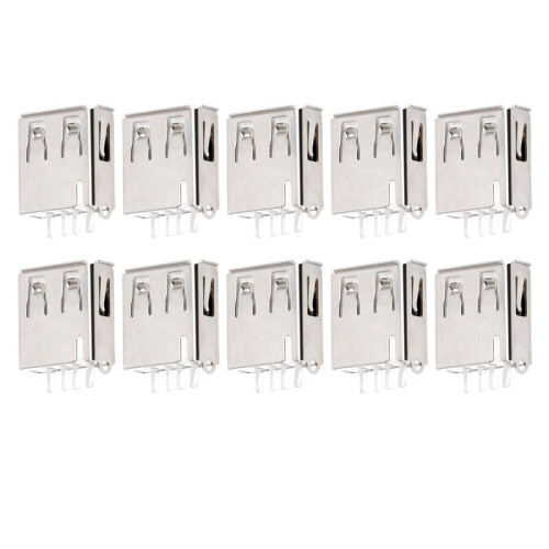 10 Pcs Straight Solder Type USB A Female Plug Jack Connector