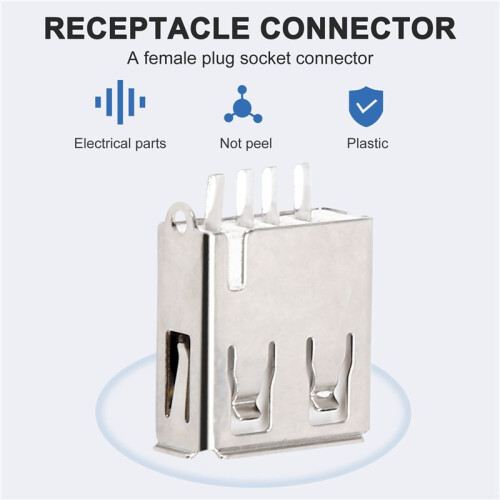 10 Pcs Straight Solder Type USB A Female Plug Jack Connector 2