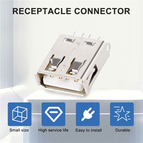 10 Pcs Straight Solder Type USB A Female Plug Jack Connector 2