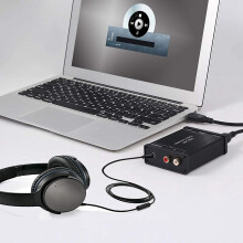 USB to SPDIF Coaxial RCA and 3.5mm Headphone Jack Converter USB DAC Optical Audio Adapter USB DAC PCM for Windows