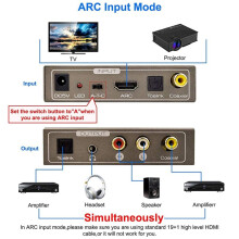192KHz Multi Function Audio Converter,for ARC Toslink Optical SPDIF Coaxial to 3.5 mm Jack AUX Coaxial Audio Adapter