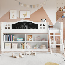 White Wooden Storage Bed w/Blackboard 90x190cm