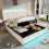 Velvet/Iron LED Hydraulic Double Bed 135x190cm 1