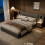 Grey Double Bed with Charging Port & Lighting 135x190cm 1