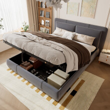 Grey Hydraulic Storage Double Bed 135x190cm