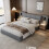 Grey Double Bed with Charging Port & Lighting 135x190cm 4