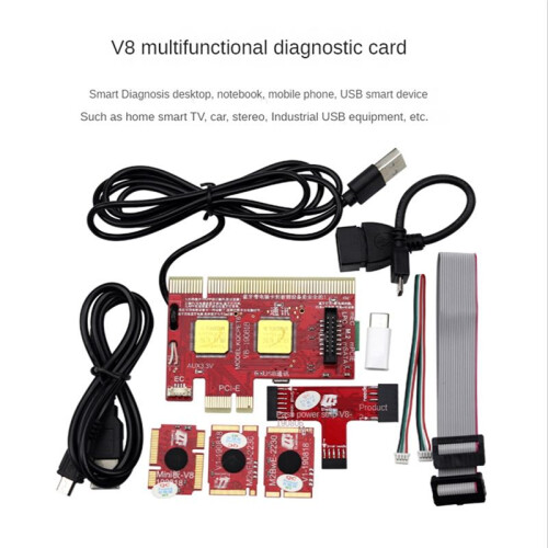 V8 Multifunction Laptop and Desktop PC Universal Post Diagnostic Test Card Debug Support PCI,PCI-E,LPC,,MSATA 1