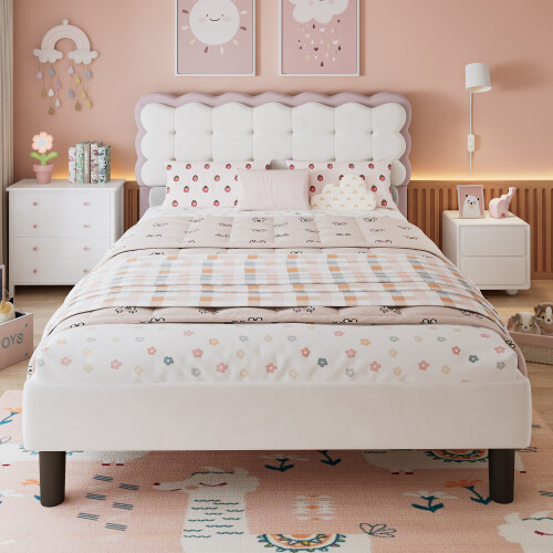 (Double Bed 135x190cm) Biscuit-Shape Velvet Kids' Bed 2