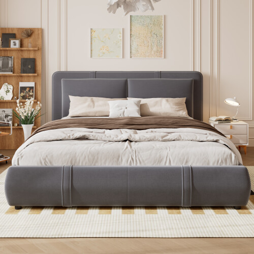 Grey Hydraulic Storage Double Bed 135x190cm 1
