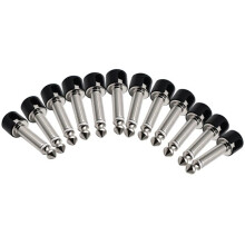12St DIY Strait Audio Solderless 6.35 Mono Plug Lod Free Plug Guitar Effect Connector Chrome Svart